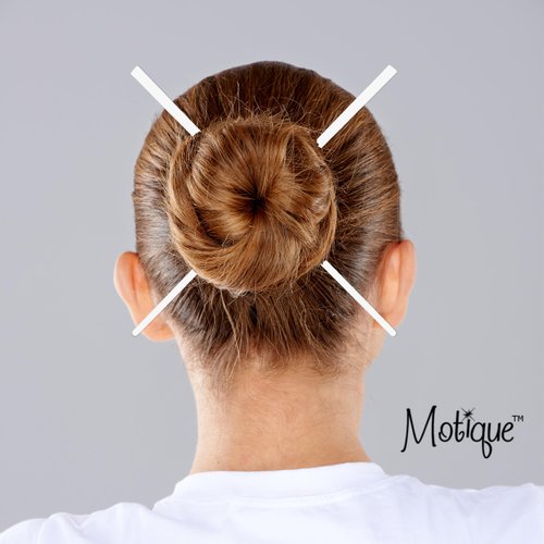 2 Hair Sticks Solid Straight Chopsticks - White