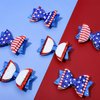 Whaline 4th of July Bow Hair Clips 6pcs Glitter American Flag Barrette Hair Bow Patriotic Stars and Stripes Hairgrips Baby Girls Women Hair Accessories for Independence Day Memorial Day