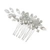 SAMKY Flower Bouquet Bridal Wedding Tiara Hair Comb - Silver Plated Crystals Faux Pearls FC040