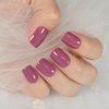 ELEVENAIL Daily Glossy Deep Purple Pink Red Press on False Nails Short Square Fake Fingernails Salon DIY Reusable Acrylic Nail Art Tips Manicure Gifts with Adhesive Tabs Nail File