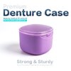 Uouovo 2022 Upgraded Denture Bath Box Cup, No-Leak Denture case, Retainer Cleaning Box, Complete Clean Care for Dentures, Clear Braces, Mouth Guard, Night Guard & Retainers (purple)