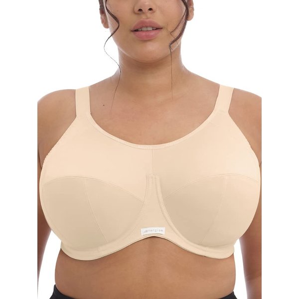 Elomi Women's Plus Size Energise Underwire Sports Bra with Racerback Conversion, Nude, 40J