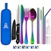 Taplord Portable Travel Silverware Set With Case - Includes 10 Pcs of Utensils, Stainless Steel Flatware For Camping, Easy to Travel, Lightweight (Multi Color)