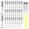 AMORIX 50PCS Mini Lip Gloss Tubes with Wand 1.2ml Empty Lip Gloss Containers Clear Refillable Travel Lip Balm Bottles for Samples with 5ml Syringes DIY Lip Gloss Base + Tag Labels(Silver)
