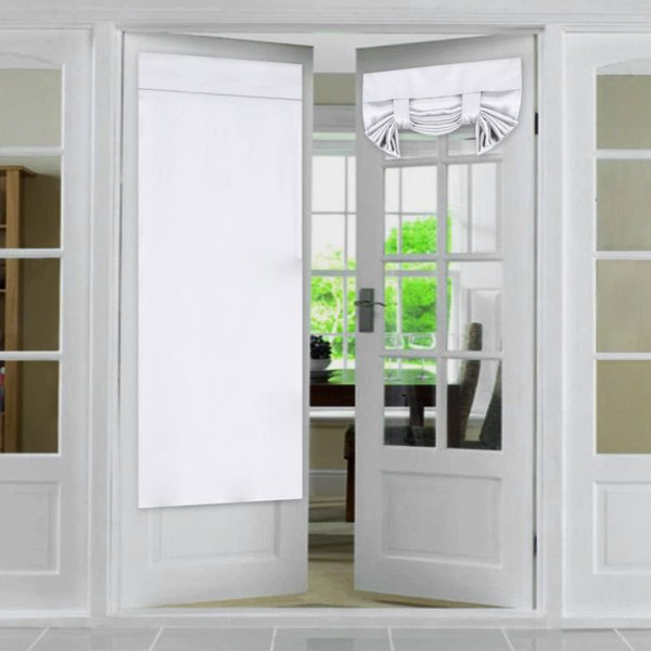Flamingo P Room Darkening French Door Curtain for Tricia Window Door, Pure White Door Curtains, Rod Pocket Thermal Insulated Energy Saving Curtain/Drape/Drapery, Single Panel, 26 x 68 Inches