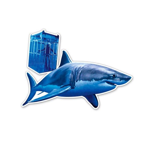 Great White Shark Cage Diving - 12" Vinyl Sticker Waterproof Decal
