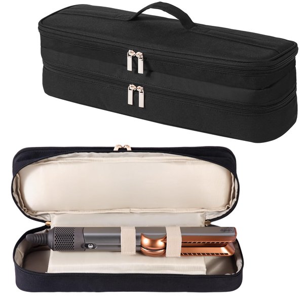 GENCAM Double-Layer Carrying Case for Dyson Airstrait Straightener, Travel Case for Dyson Airstraight, Portable Storage Case for Dyson Airstrait/Corrale Hair Straightener (Black)