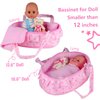 Baby Doll Cradle Bassinet Portable Doll Carrier Carry Bag Doll Bed,Baby Doll Accessories Playset,Soft Pillow Quilt Blanket Plush Bear,for 8-9-10-11-12 Inch Smaller Alive Baby Doll Pretend Play Toy