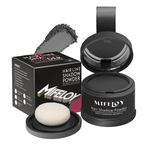 MIFELOY Root Coverage Powder for Thinning Grays Hairline, Touch Up Hair Color for Grey, Roots Concealer for Beard Line Eyebrow, Roots Cover Up Powder, Instantly Conceals Hair Loss, Dark Grey