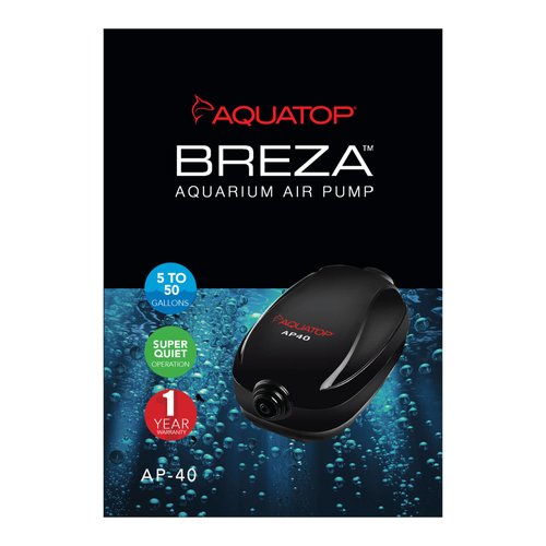 Aquatop Breza Aquarium Air Pump Single Outlet, Hi/Low output, Super Quiet, up to 50 Gal Fish Tank, AP-40