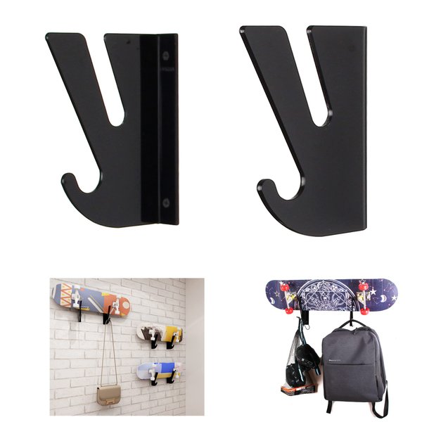 WANLIAN Skateboard Wall Mount Display Rack, Skateboard Wall Rack with Storage Hook