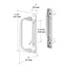 Mortise Style Sliding Glass Patio Door Handle Set, 3-15/16" Screw Holes, Low Profile, Long Base, White