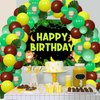 Monkey Birthday Party Decorations - Jungle Safari Balloon Garland Arch Kit with Happy Birthday Backdrop, Monkey Banana Foil Balloons, Artificial Tropical Palm Leaves for Baby Birthday Party Supplies