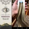 RINBOOOL Tape in Hair Extensions Human Hair 12 Inch 30 Gram, Platinum Blonde Highlighted Medium Brown 2 Tone Piano Color P6/60