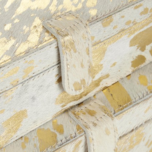 Deco 79 Leather Handmade Decorative Box Decorative Keepsake Boxes with Gold Foil Paint, Set of 2 Storage Boxes 8", 10"W, Gold