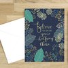 Believe You Can Note Cards / 24 Inspirational Floral Notes With White Envelopes / 3 1/2" x 4 7/8" Motivational Greeting Card Pack/Made In The USA