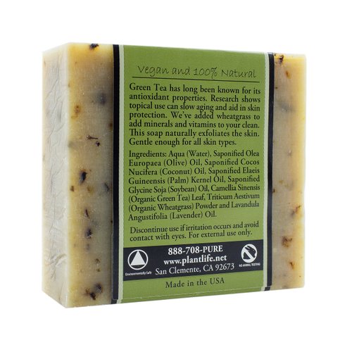 Plantlife Green Tea Bar Soap - Moisturizing and Soothing Soap for Your Skin - Hand Crafted Using Plant-Based Ingredients - Made in California 4oz Bar