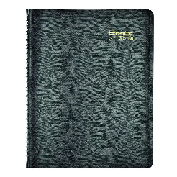 Brownline 2018 Weekly Appointment Book, Twin-Wire with Soft Black Cover, English, 11 x 8-1/2 (CB950.BLK-2018)