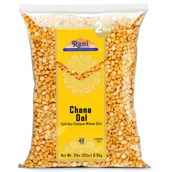 Rani Chana Dal (Split Desi Chickpeas without skin) 32oz (2lbs) 908g ~ All Natural | Gluten Friendly | NON-GMO | Kosher | Vegan | Indian Origin
