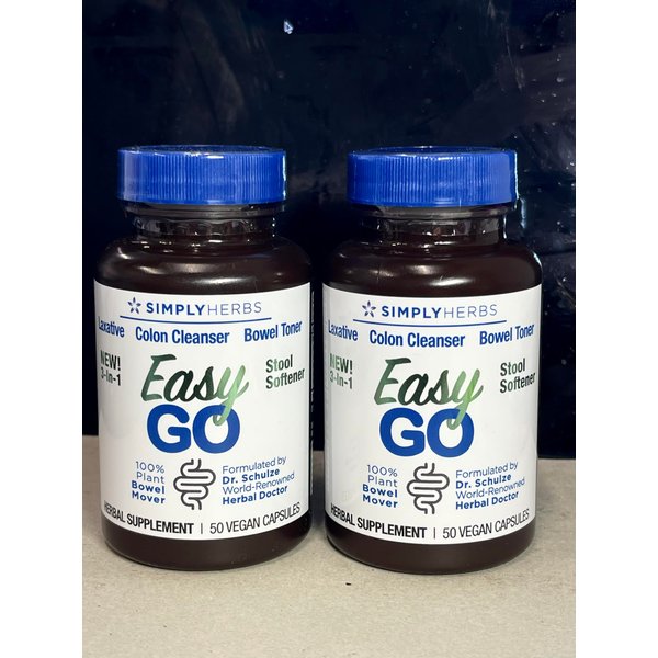 Dr. Schulze's Easy GO Bowel Mover 2-Pack | Formulated Gentle Laxative, Colon Toner & Stool Softener | 100% Plant Natural Bowel Cleanse | Promotes Regular & Complete Bowel Movements | 100 Ct Vegan