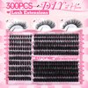 Eefofnn Fluffy Lash Clusters 60D+80D+100D Eyelash Clusters 300 pcs Individual Lashes Volume Cluster Eyelash Extensions D Curl Eyelashes Clusters DIY Lash Extension Thick Cluster Lashes