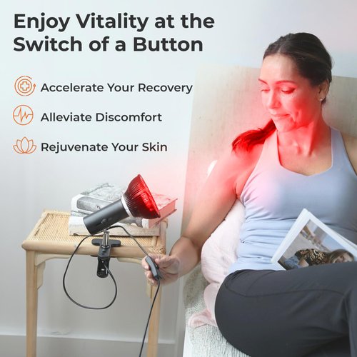 LifePro InfraGlow NIR & Red Light Therapy Lamp - Infrared Red Light Therapy Bulb with 18 LEDs & Clip-On Lamp - at-Home Red Light Therapy for Body, Chronic Pain Relief, Skin Wellness, & Recovery