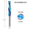 EANOSIC 5PCS Spiral Router Bits Up/Down Cut Compression Bit 1/4 inch Cutting Diameter with Nano Blue Coated, 1/4 inch Shank Solid Carbide CNC End Mill for Wood Carving Engraver Milling Cutters