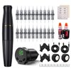 Permanent Tattoo Machine Pen Kit - BIOMASER Permanent Makeup Tattoo Rotary Gun Pen Cordless Battery Pack With 20 Pcs Cartridges Needles 2 Microblading Pigment Tattoo Ink