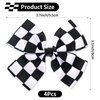 2PCS Black and White Checkered Bow Hair Clips, Racing Flag Checkered Hairpin 4 Inch Bow Hair Accessories for Racing Fan, Teens,Girls