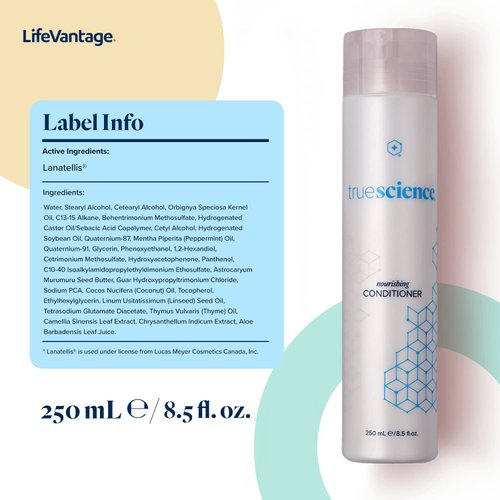 TrueScience Nourishing Hair Conditioner by LifeVantage, 250ml, Includes Nrf2 Ingredients, Oil Complex, Peppermint Oil & Palm Seed Oil, With Invigorating Effect of Green Tea, Peppermint & Coconut Oil
