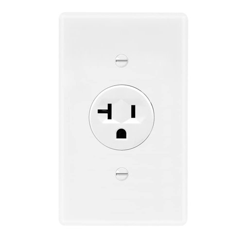Maxxima 20A Single Receptacle Outlet - 2 Pack, 125 VAC Commercial Grade White Electrical Outlet for Appliances, UL Listed, Wallplates Included, Ideal for Construction and Renovations