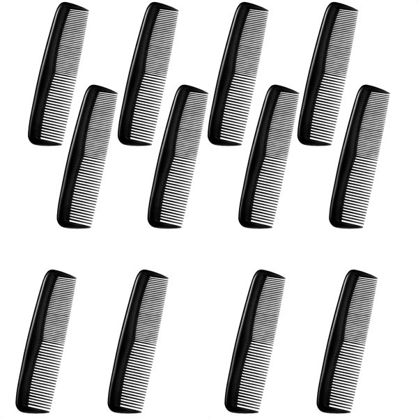 Black Professional Hair Styling Tools - 12Pcs Comb Set for Women's Grooming and Men's Beard Styling - Hair Combs and Accessories Pack