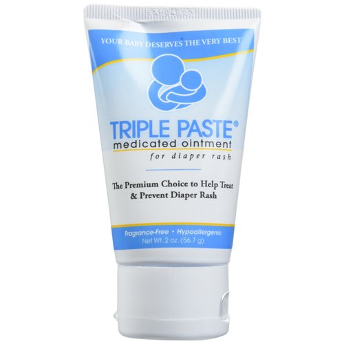 Triple Paste Diaper Rash Cream, Hypoallergenic Medicated Ointment for Babies, 2 oz (Pack of 3)