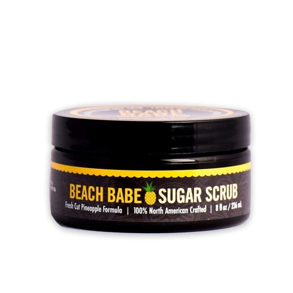 Walton Wood Farm Sugar Scrub (Beach Babe) Fresh-Cut Pineapple Scent Vegan-Friendly and Paraben-Free 8 oz