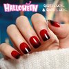 Kikmoya Halloween Fake Nails Short Square Press on Nails with Ombre Red Black Design False Nails 24pcs Acrylic Artificial Full Cover Stick on Nails for Women