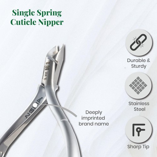NGHIA Cuticle Nipper - D-09 JAW 12 | Stainless Steel | Durable and Sharp | Ergonomic Design | Grey Plated | Ideal for Salons and Home Use