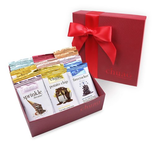 Chuao Chocolatier More Joy Assorted Mini Gourmet Chocolate Bars Gift Box | Milk and Dark Chocolate Variety Sampler For Holiday, Birthday, Thank you, Corporate Gift Baskets | 16 Bars, 0.39 oz Each