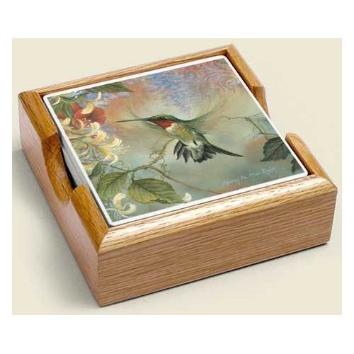 Creative Home Accents Hummingbird and Honeysuckle Coaster Set