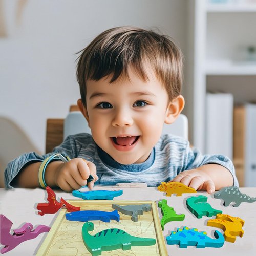 Dinosaur Toys for Kids Gifts：Wooden Dinosaur Puzzle - Toddler Birthday Gifts for Boy - Montessori Educational Toys for Toddler Boys