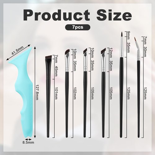 Eyeliner Stencils with 6pcs Eyeliner Brush, Silicone Beauty Ruler Multipurpose Winged Tip Eyeliner Aid Quick Eye Makeup Tool for Eyeliner, Eyelash, Eyebrow, Lip Line, Face Contour(Light Blue)