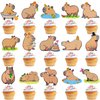 Capybara Cupcake Toppers Capybara Birthday Party Decorations 48Pcs Capybara Theme Cake Decorations Capybara Animals Cake Toppers for Capybara Lovers Baby Shower Supplies
