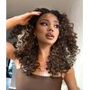 BlackSwern Brown Glueless Curly Lace Front Wigs Pre Plucked, Lace Front Wigs Curly Hair Synthetic Lace Front Wig, Big Curly Wigs for Black Women Color : Chocolate Brown