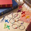 Equsion 48 Pcs Cross Necklaces Christian Religious Party Favors for Kids Include 24 Plastic Crystal Cross Necklace DIY Craft Gifts with 24 Cross Bracelet for Vacation Bible School Prize Favor