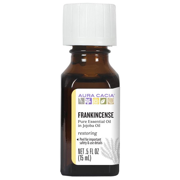Aura Cacia Frankincense Pure Essential Oil in Jojoba Oil | GC/MS Tested for Purity | 15ml (0.5 fl. oz.)