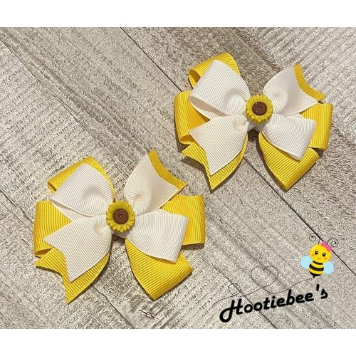 Sunflower Button Toddler Hair Bow Set