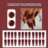 ANDGING Matte Red Press on Nails Long Coffin Fake Nails for Women Girls Glue on Nails Acrylic Square False Nails Full Cover Manicure Press on Nail Reusable Gel Stick on Nails for Wedding 24Pcs A-1