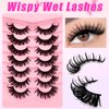 7 Pairs Manga Lashes Wet Look 20mm Flu-ffy D Curl Lashes Cat-Eye Lashes Volume Spiky Lashes Wispy Fairy Lashes Faux Mink False Eyelashes Japanese Korean Lashes(SJ01)