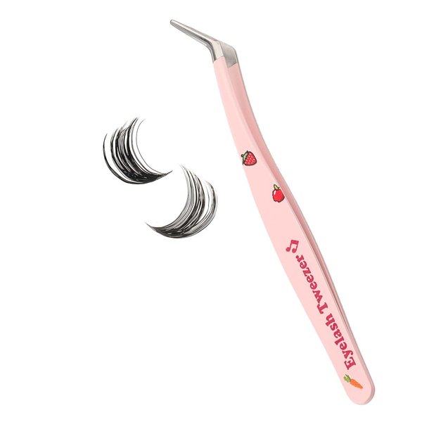 Lash Tweezers for Eyelash Extensions Lash Applicator Tool Lash Cluster Tweezers High Precision Eyelash Tweezers for Lash Extensions Tweezers for DIY Lashes Tweezers Kit Lash Tools (Pink)