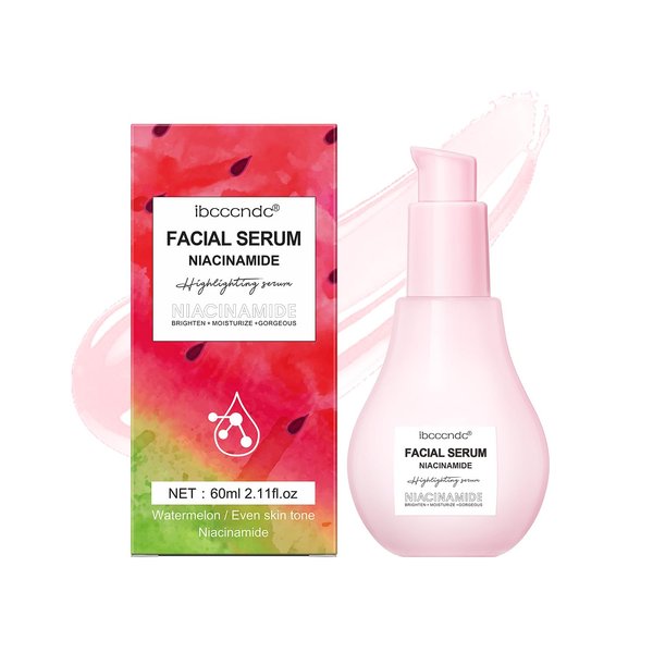 60ML Watermelon Extracts Niacinamide Serum,Watermelon Hydrating Serum With Hyaluronic Acid,Moisturizing, Brighten,Lightweight Watermelon Toner, 2.11FL OZ