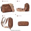 BOSTANTEN Small Crossbody Purse for Women Triple Zip Cell Phone Leather Shoulder Handbag with Wide Guitar Strap Brown